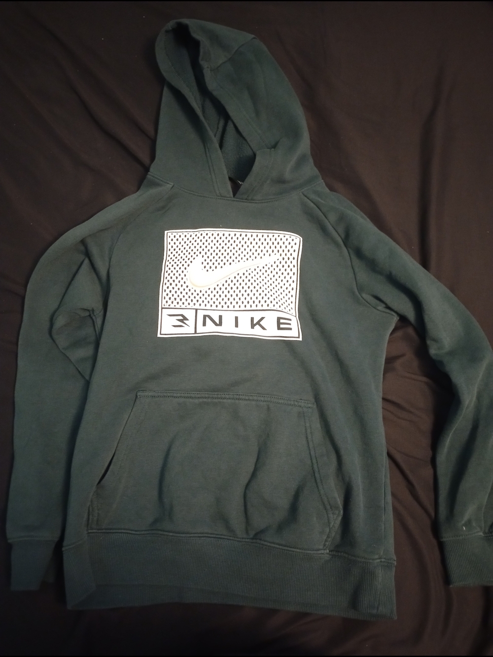 Nike Boy's Forest Green Crewneck Hoodie with White Logo